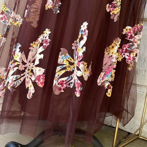 ANTHROPOLOGIE EISHA DES-IONS VELVET APPLIQUÉ MAXI DRESS  BNWT Size S - Picture 8 of 8